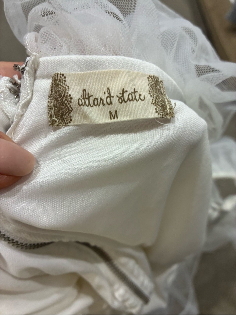 Altar'd State White Ruffle Off-Shoulder Crop Top - Picture 3 of 4